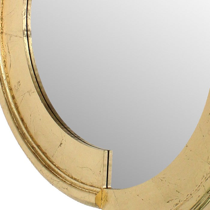 Semicircle Wooden Dressing Mirror with Interlaced Pattern Design, Gold