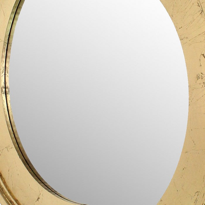 Semicircle Wooden Dressing Mirror with Interlaced Pattern Design, Gold