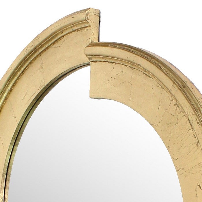 Semicircle Wooden Dressing Mirror with Interlaced Pattern Design, Gold