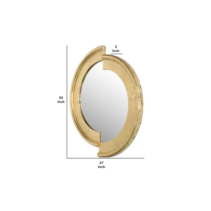 Semicircle Wooden Dressing Mirror with Interlaced Pattern Design, Gold