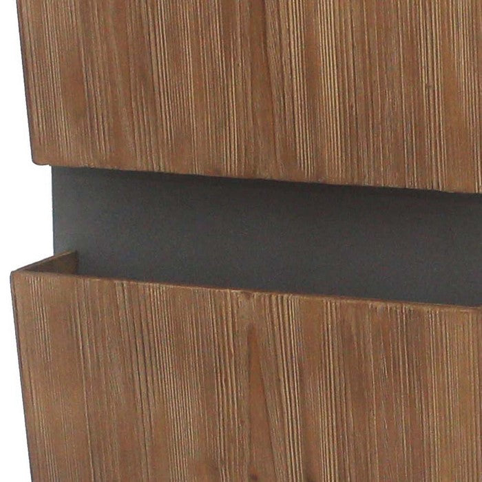 Wooden 2 Tier Functional Wall Magazine Rack, Brown and Black