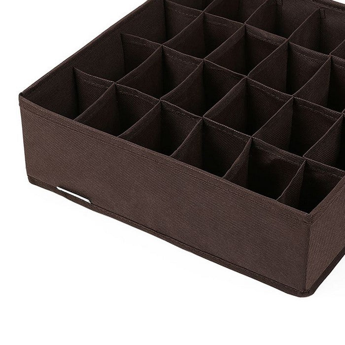 Wooden Undergarments Organizer and Drawer Divider with Cubbies, Set of 4, Brown