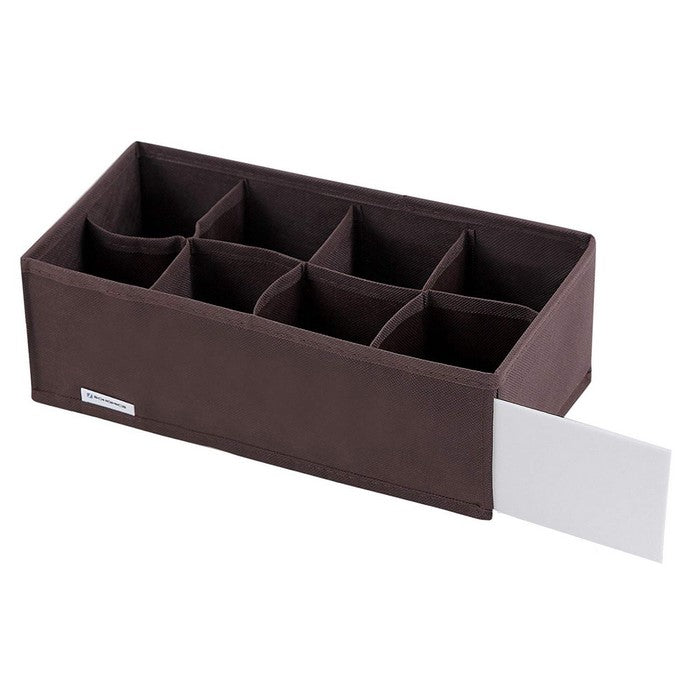 Wooden Undergarments Organizer and Drawer Divider with Cubbies, Set of 4, Brown
