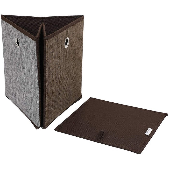 Clothes Storage Box with Fabric Wrapping, Set of 4, Brown and Gray