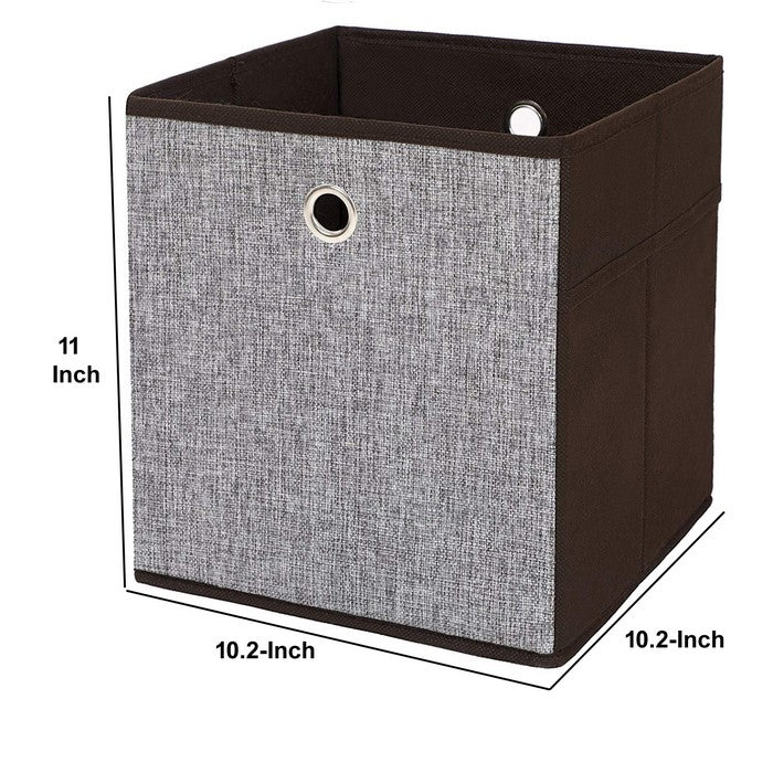 Clothes Storage Box with Fabric Wrapping, Set of 4, Brown and Gray
