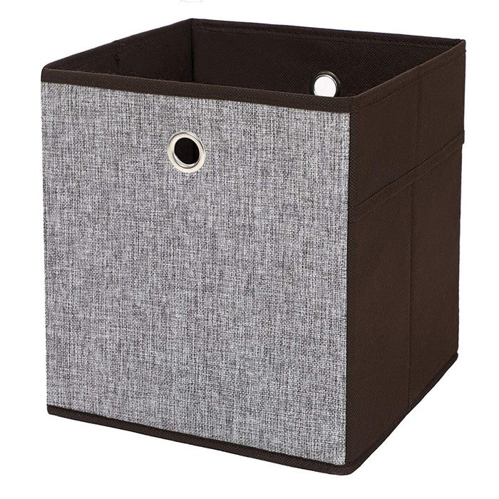 Clothes Storage Box with Fabric Wrapping, Set of 4, Brown and Gray