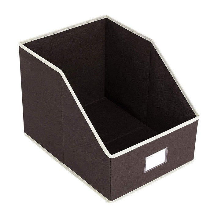 Trapezoid Open Storage Boxes with Fabric Wrapping, Set of 3, Brown