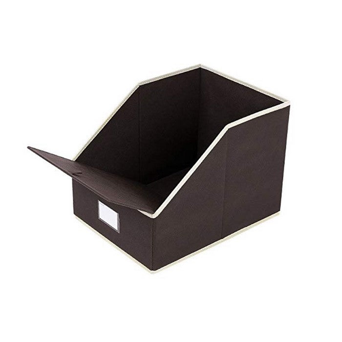 Trapezoid Open Storage Boxes with Fabric Wrapping, Set of 3, Brown