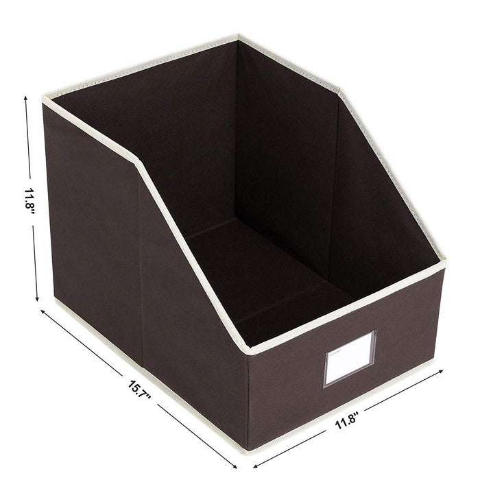 Trapezoid Open Storage Boxes with Fabric Wrapping, Set of 3, Brown