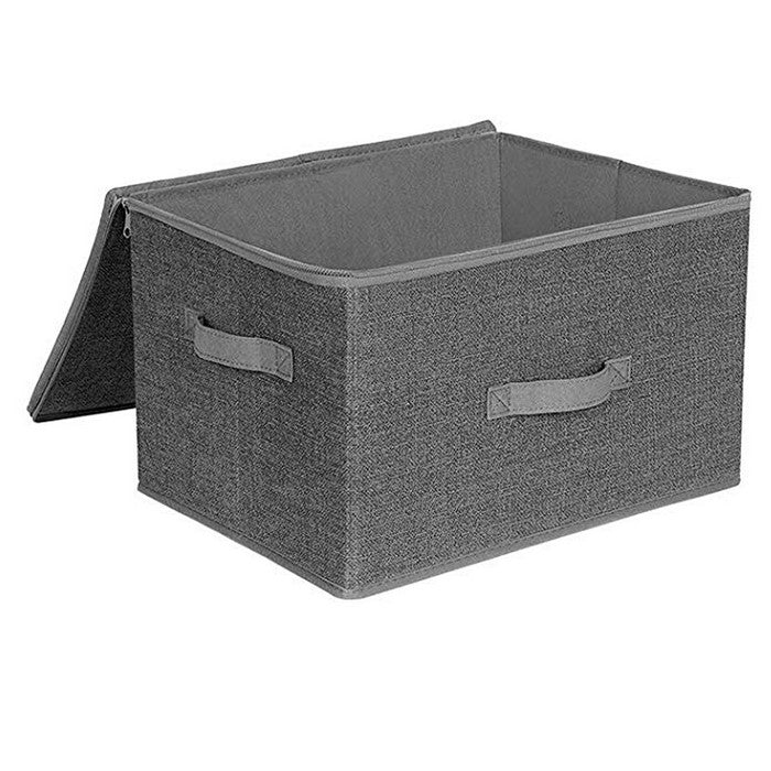 Wooden Frame Zippered Storage Boxes with Fabric Wrapping, Set of 3, Gray