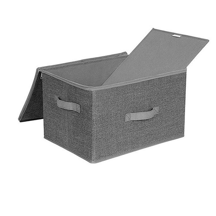 Wooden Frame Zippered Storage Boxes with Fabric Wrapping, Set of 3, Gray
