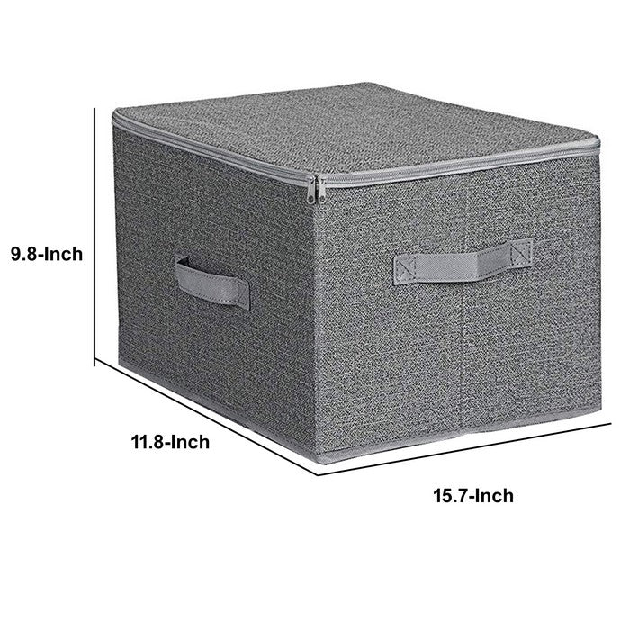 Wooden Frame Zippered Storage Boxes with Fabric Wrapping, Set of 3, Gray