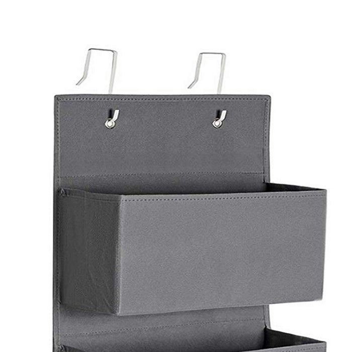 Wooden Frame Wall Hanging Storage Organizer with 4 Compartments, Gray