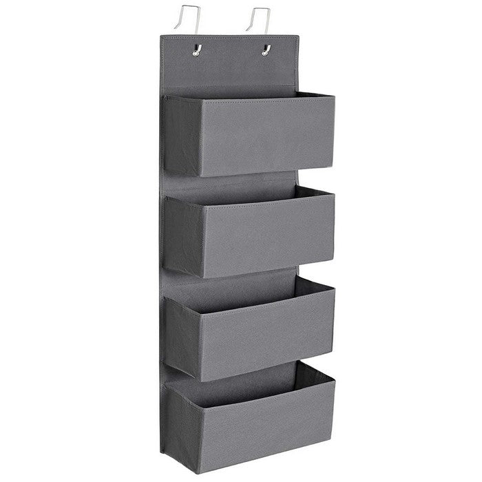 Wooden Frame Wall Hanging Storage Organizer with 4 Compartments, Gray