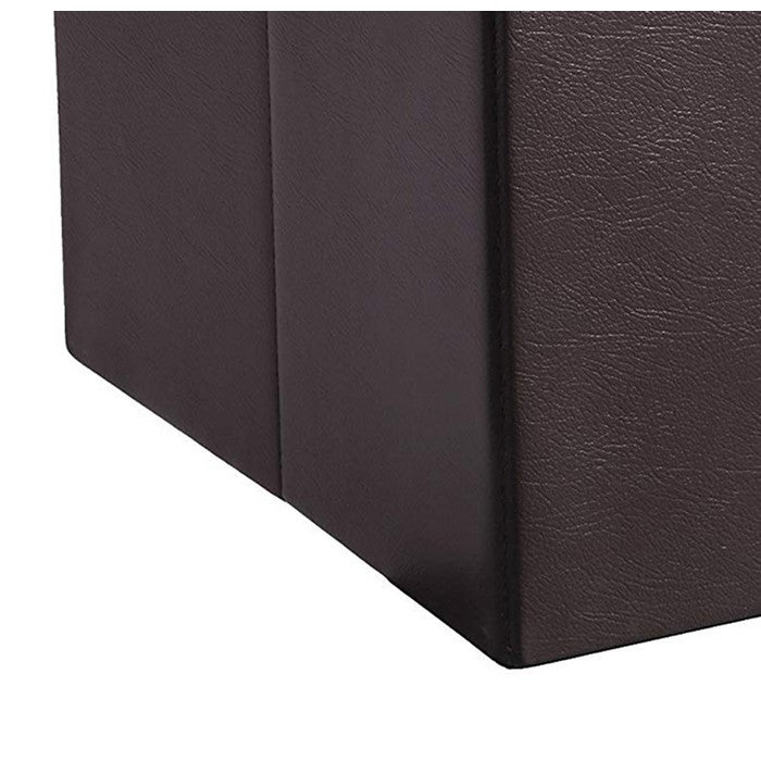Square Leatherette Foldable Storage Ottoman with Padded Seat, Brown