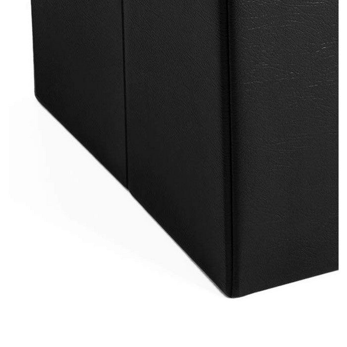 Square Leatherette Foldable Storage Ottoman with Padded Seat, Black