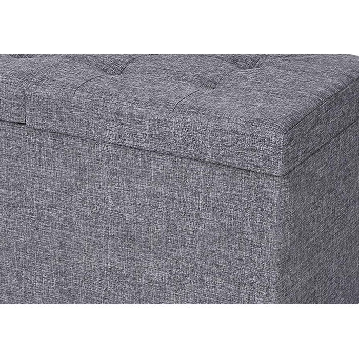 Foldable Fabric Upholstered Storage Ottoman with Tufted Details, Gray
