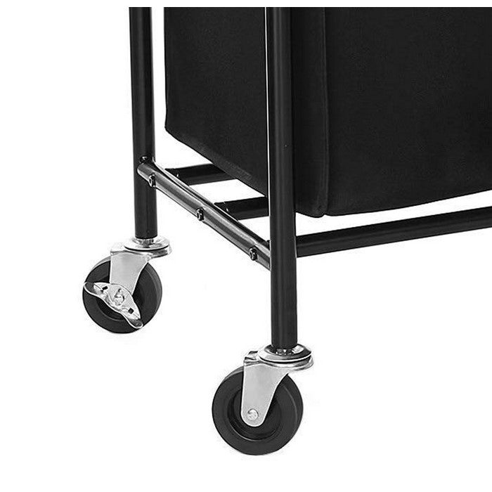 4 Bag Metal Frame Laundry Storage Cart with Casters, Black