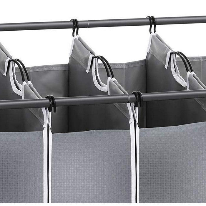 4 Bag Metal Frame Laundry Hamper with Casters, Gray