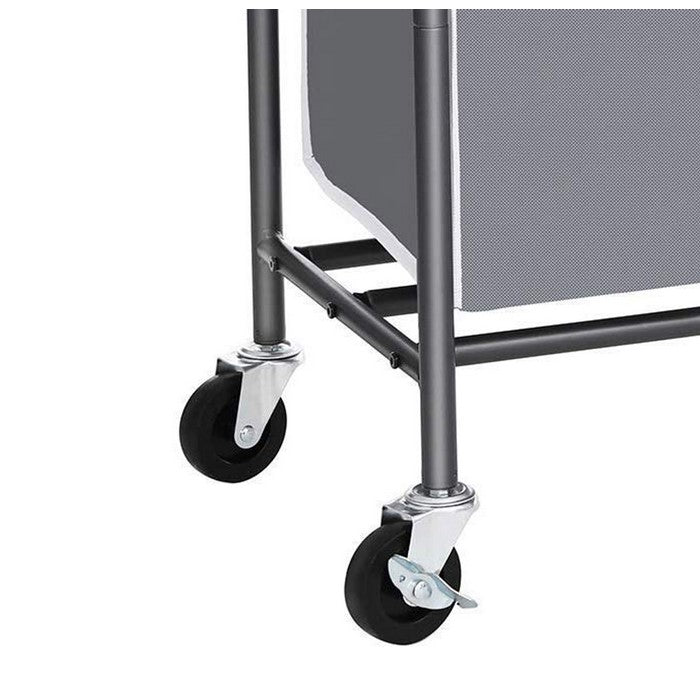 4 Bag Metal Frame Laundry Hamper with Casters, Gray