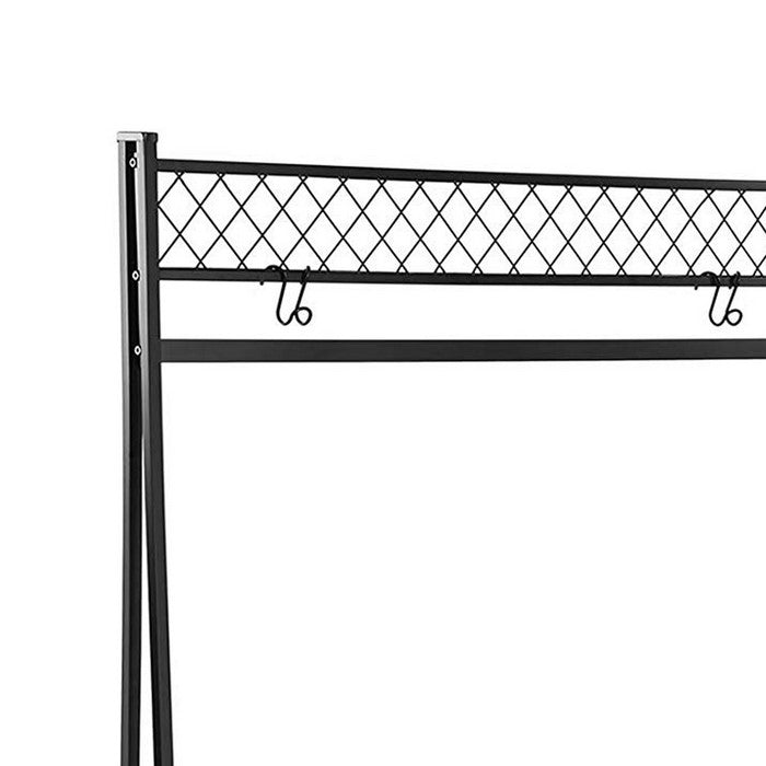 Tower Shape Metal Frame Garment Rack with Mesh Details, Black
