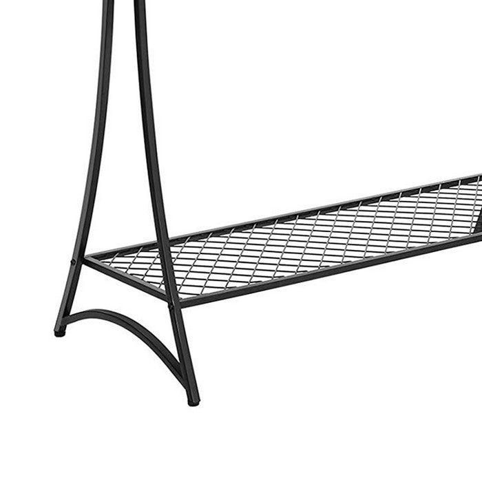 Tower Shape Metal Frame Garment Rack with Mesh Details, Black