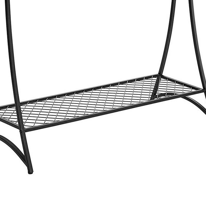 Tower Shape Metal Frame Garment Rack with Mesh Details, Black