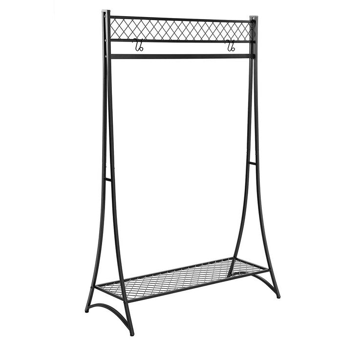 Tower Shape Metal Frame Garment Rack with Mesh Details, Black