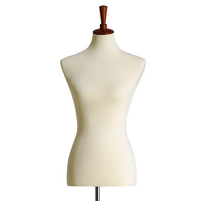 Female Mannequin Torso Body with Adjustable Stand, White and Brown