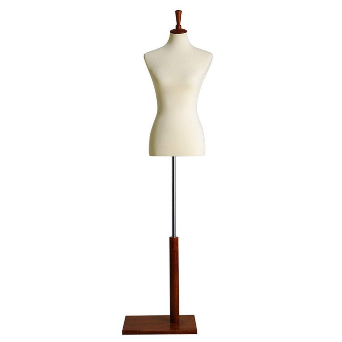 Female Mannequin Torso Body with Adjustable Stand, White and Brown