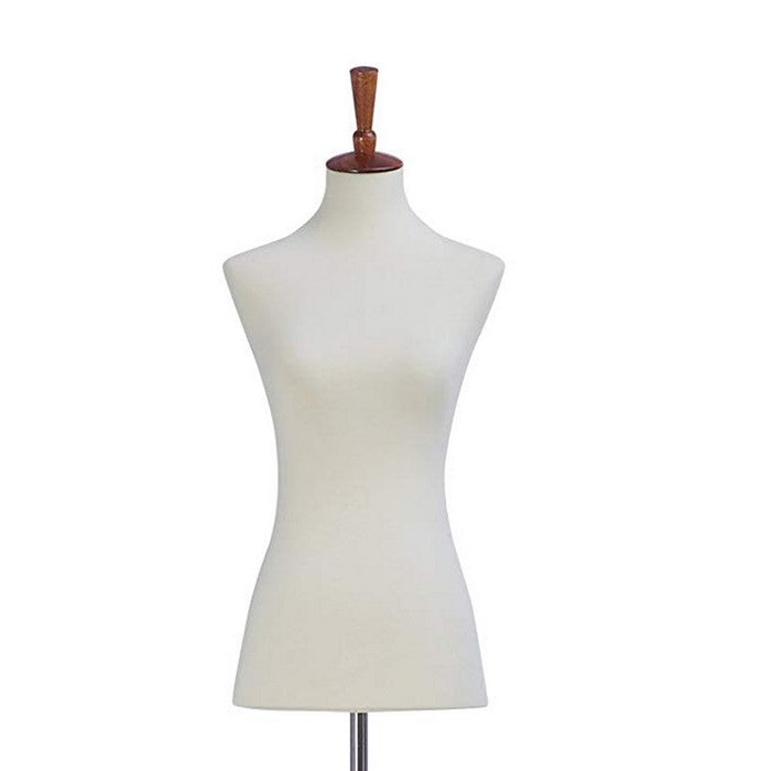 Female Mannequin Torso Body with Adjustable Tripod Stand, White and Brown