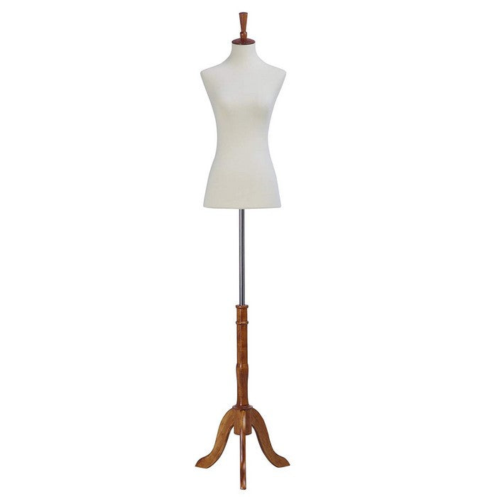 Female Mannequin Torso Body with Adjustable Tripod Stand, White and Brown