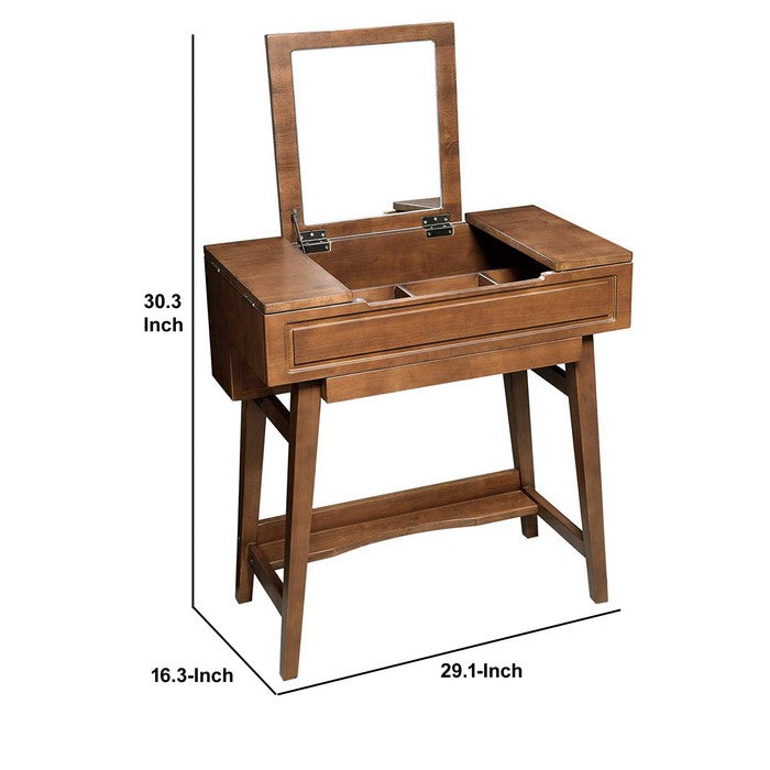 Wooden Dresser with 6 Organizers and 1 Lift Top Mirror, Brown