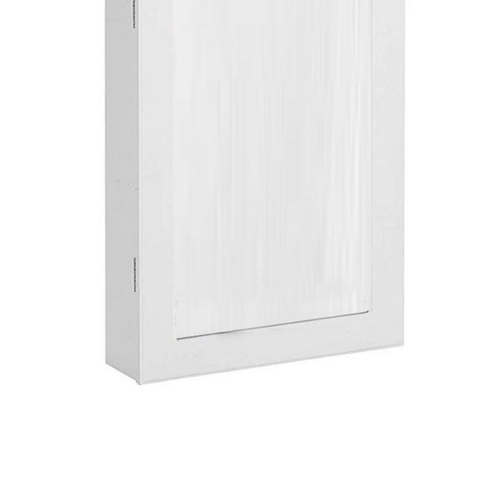 Jewelry Organizer Cabinet with Felt Lining and Multiple Hooks, White