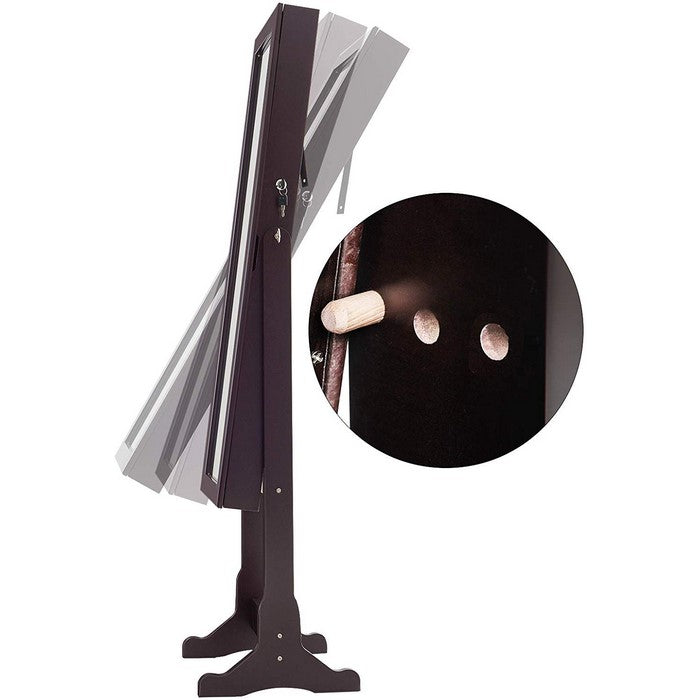 Jewelry Organizer Cabinet with Felt Lining and Multiple Hooks, Brown