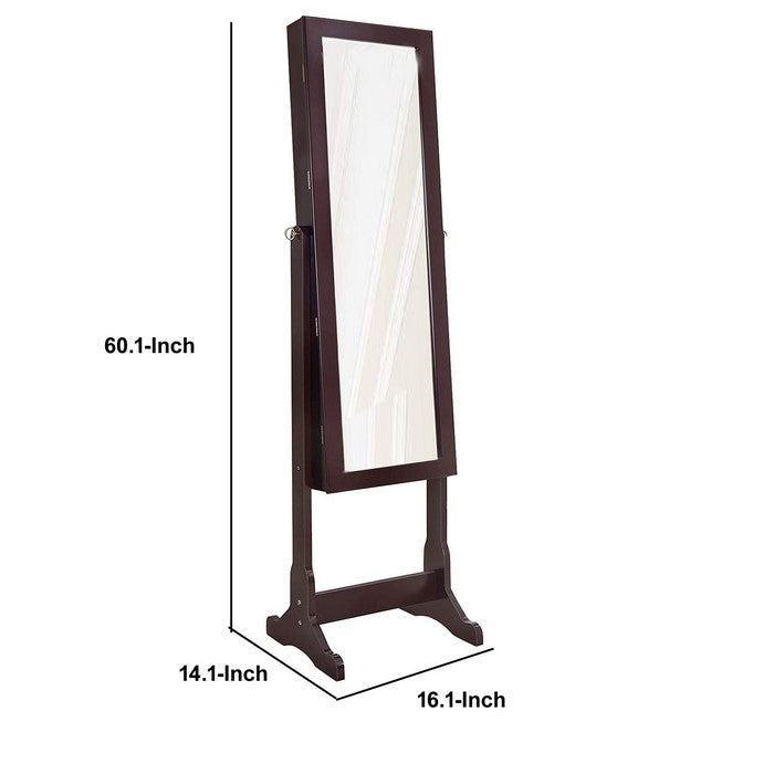 Jewelry Organizer Cabinet with Felt Lining and Multiple Hooks, Brown