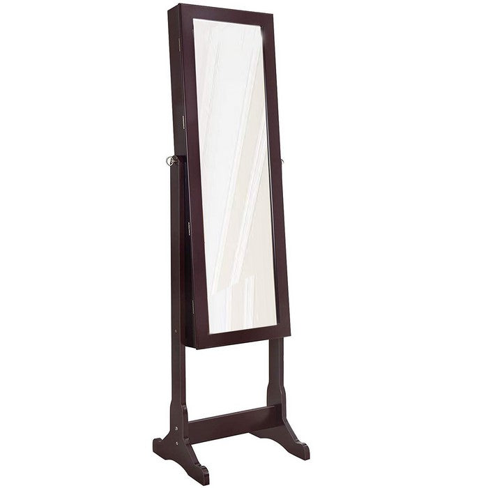 Jewelry Organizer Cabinet with Felt Lining and Multiple Hooks, Brown