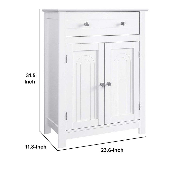 Plank Style Bathroom Cabinet with 1 Drawer and 2 Doors, White