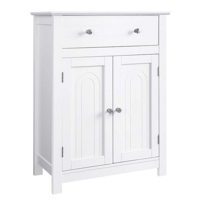 Plank Style Bathroom Cabinet with 1 Drawer and 2 Doors, White