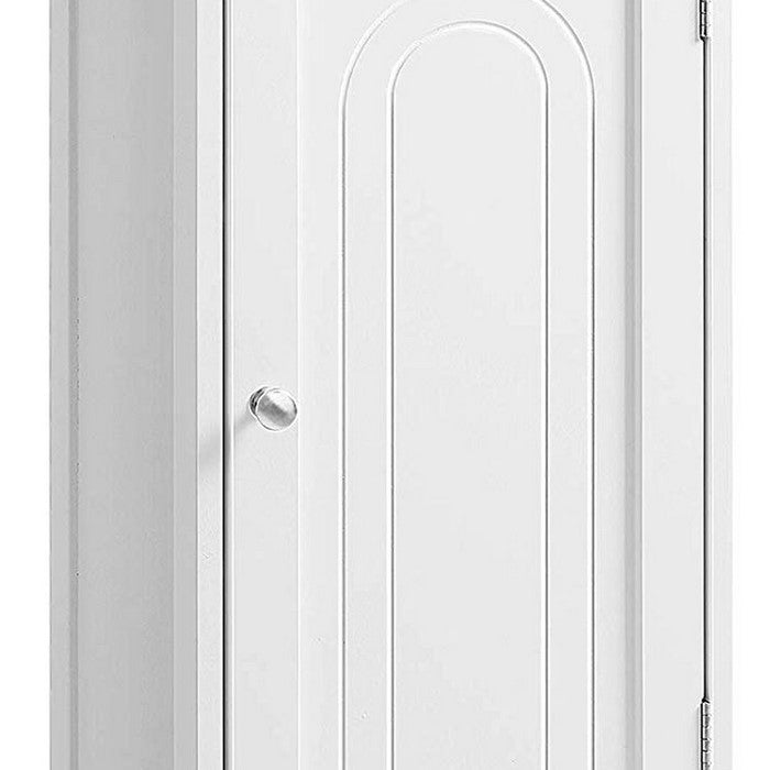 Plank Style Wooden Bathroom Cabinet with 1 Drawer and 1 Door, White