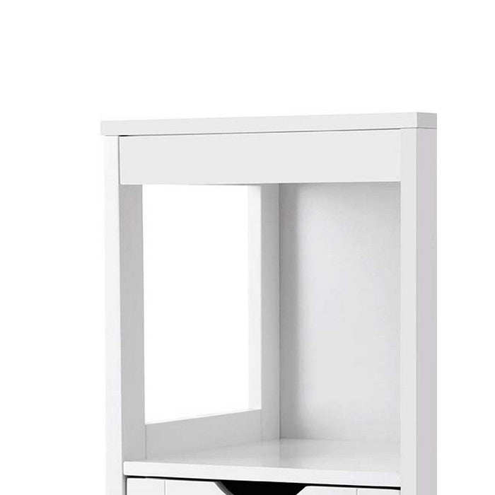 Plank Style Wooden Bathroom Cabinet with 2 Drawers and 1 Open Shelf, White