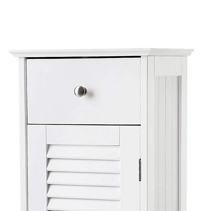 Corrugated Door Wooden Bathroom Storage with 1 Drawer, White