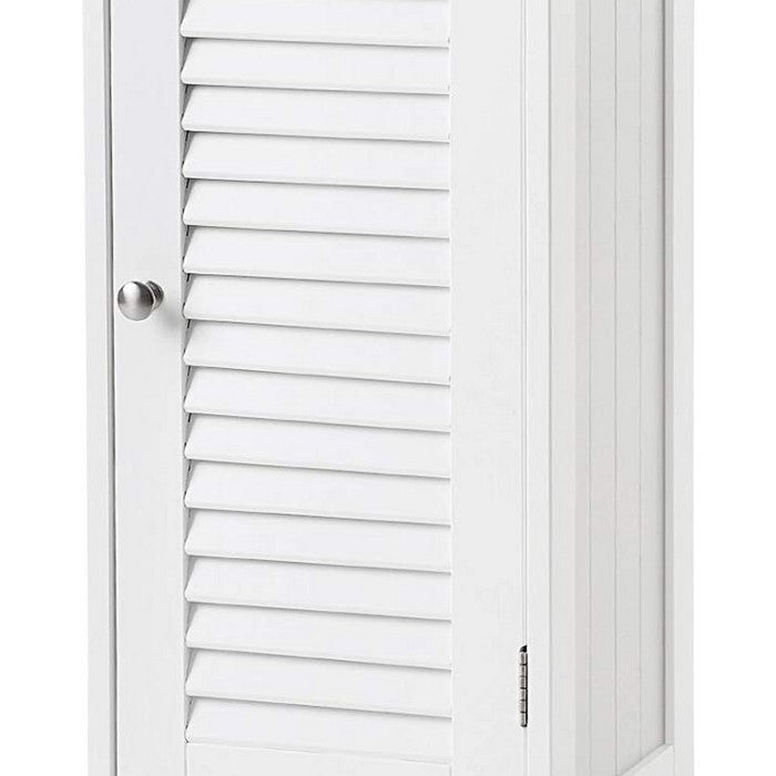 Corrugated Door Wooden Bathroom Storage with 1 Drawer, White