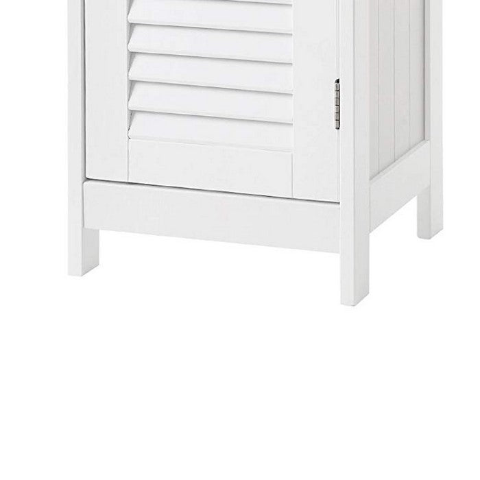 Corrugated Door Wooden Bathroom Storage with 1 Drawer, White