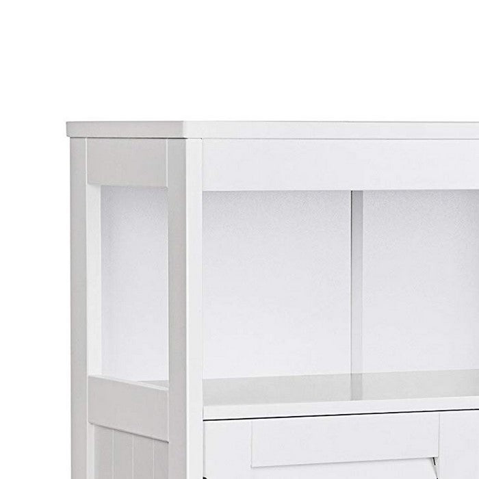 Wooden Bathroom Closet with 1 Open Shelf and 2 Door Cabinet, White