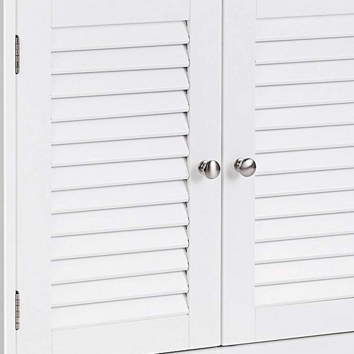 Wooden Bathroom Closet with 1 Open Shelf and 2 Door Cabinet, White