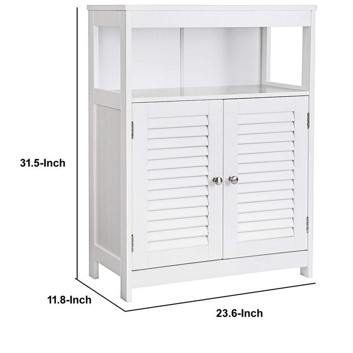 Wooden Bathroom Closet with 1 Open Shelf and 2 Door Cabinet, White