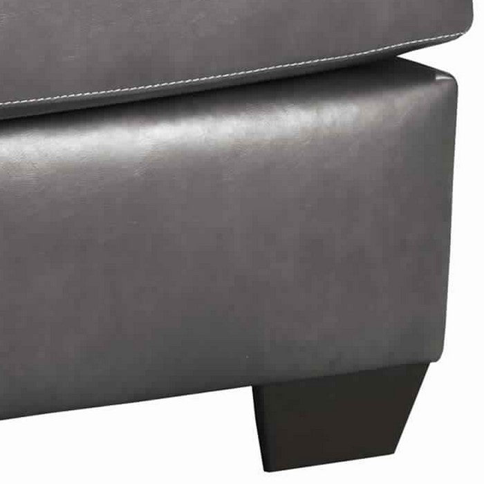 Button Tufted Cushioned Oversized Ottoman with Tapered Block Legs, Gray