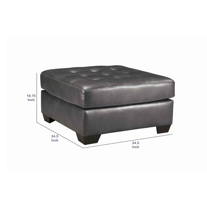 Button Tufted Cushioned Oversized Ottoman with Tapered Block Legs, Gray