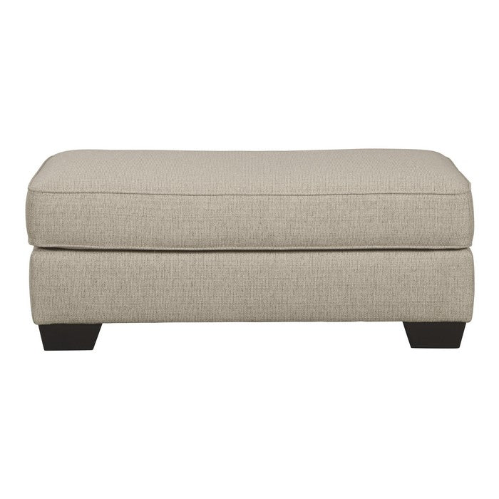 Rectangle Shaped Ottoman with Cushioned Top and Turned Legs, Light Gray